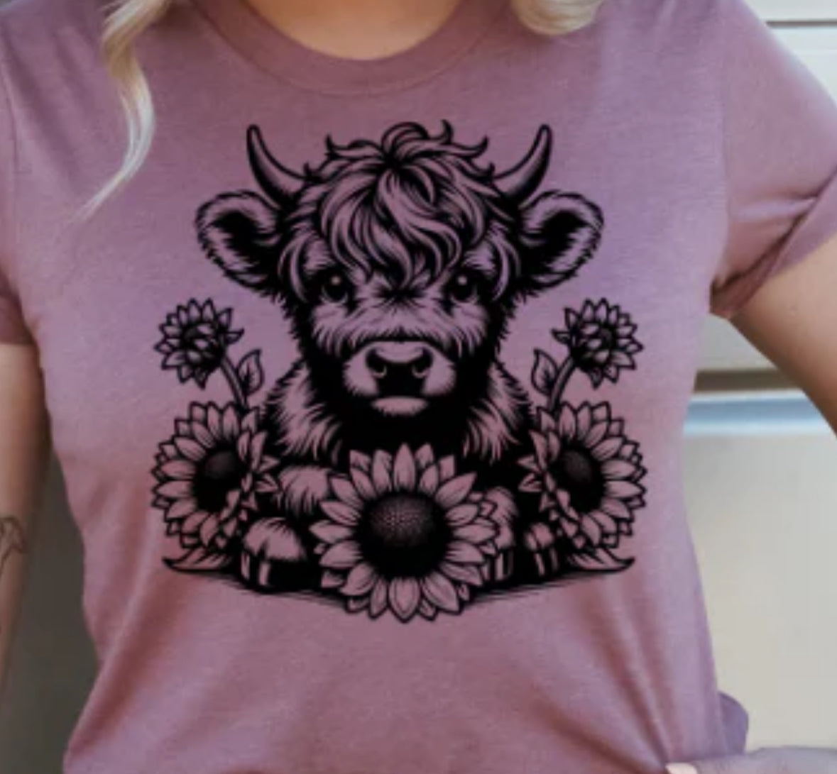 Boho cow with sunflowers 🌻
