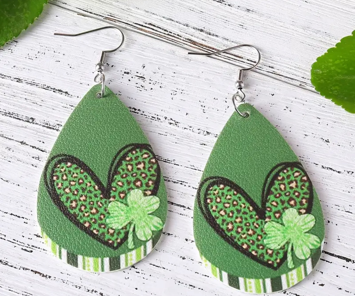 St. Patrick Day Heart Earrings