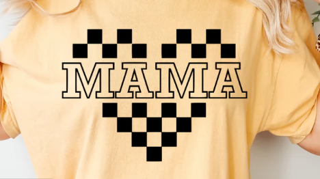 Mama- Checkered - Heart Pattern