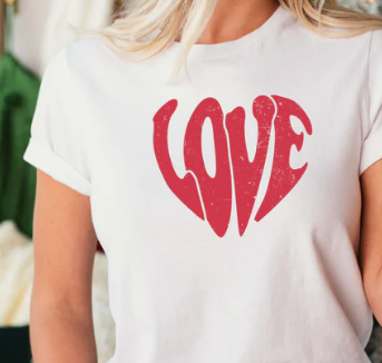 LOVE- heart shaped- Red print