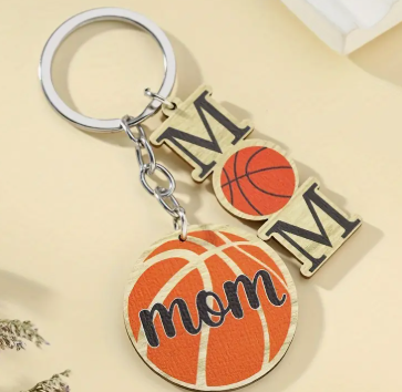 Mom Basketball Keychain