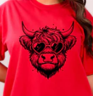 Highland Cow with Heart Sunglasses