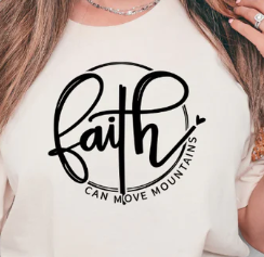 Faith Can Move Mountains- Circle with heart