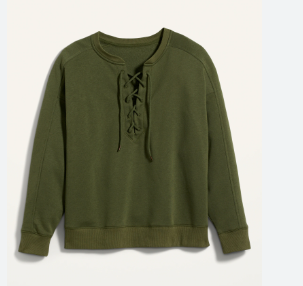 Lace-Up-Crewneck Sweatshirt
