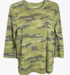 Lucky Brand Women's Camo- Light weight. 3/4 Sleeve.