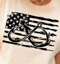 Flag with fishing hook & deer antler
