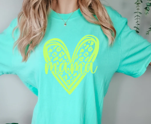 Neon Green Mama Heart