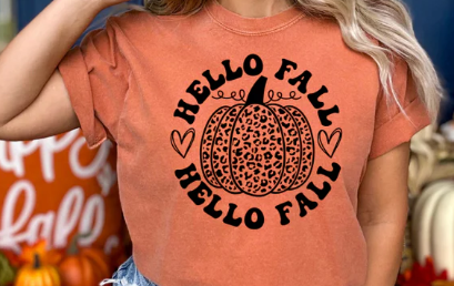 Hello Fall Cheetah Pumpkin