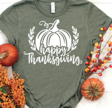 Happy Thanksgiving Pumpkin- white print