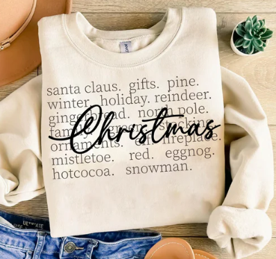 Christmas- Cursive - All words in background